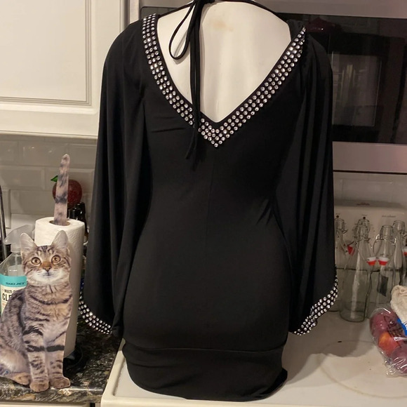 N womens LA- EL dressy sexy faux stretch diamonds regular size top S. - Picture 4 of 6